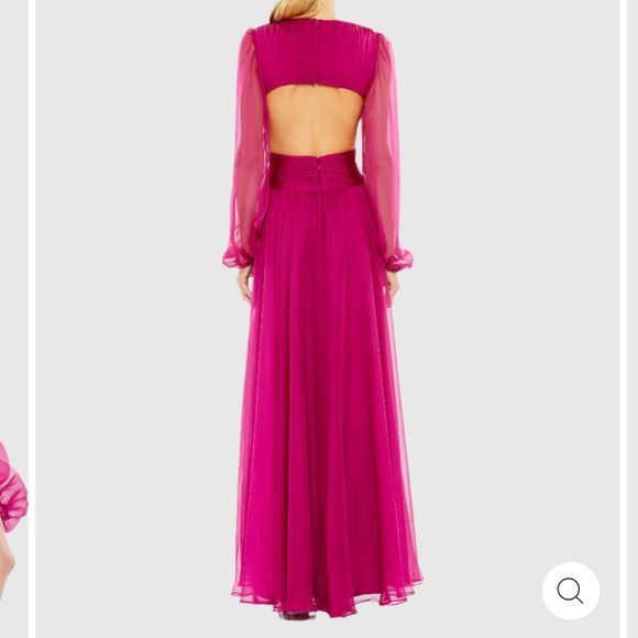 NWOT Ieena for Mac Duggal ruched cut out puff sleeve gown - Picture 3 of 15